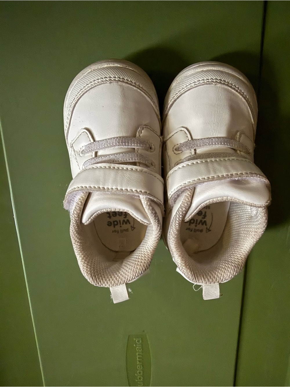 Stride Rite Little Kid White Leather Hook-and-Loop Sneakers